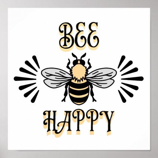 Bee Happy | Vintage Honigbiene Poster (Vorne)