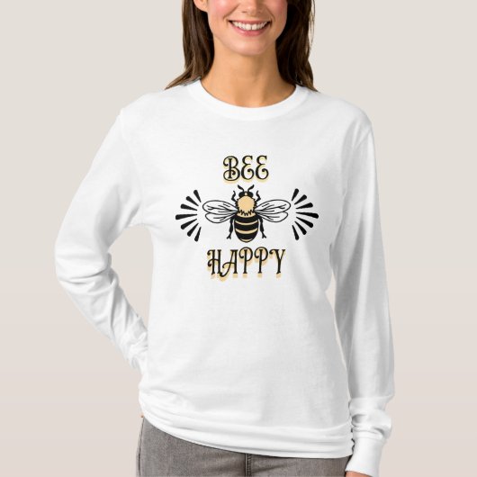 Bee Happy | Vintage Honigbiene T-Shirt (Vorderseite)
