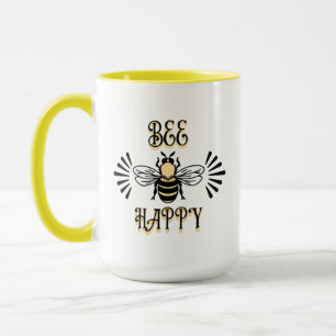 Bee Happy   Vintage Honigbiene Tasse