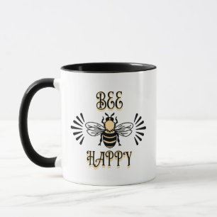 Bee Happy   Vintage Honigbiene Tasse