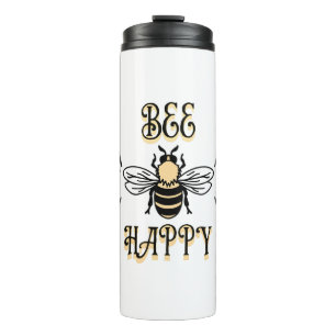 Bee Happy   Vintage Honigbiene Thermosbecher