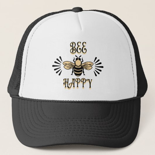 Bee Happy | Vintage Honigbiene Truckerkappe (Vorderseite)
