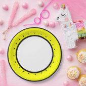 Bee Happy Yellow Black Polka Dots Pappteller (Party)