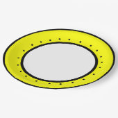 Bee Happy Yellow Black Polka Dots Pappteller (Schrägansicht)