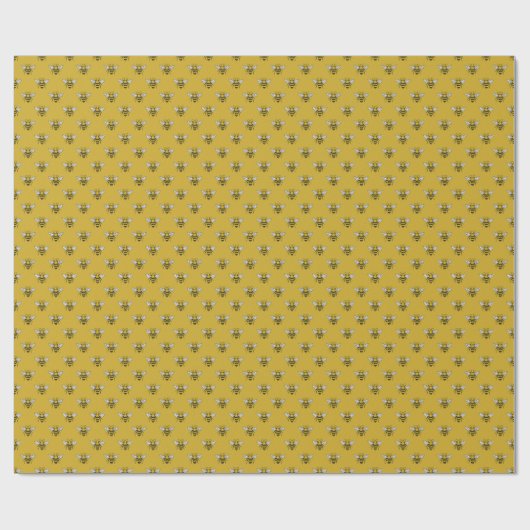 Bee Haven: Vintage Yellow Pattern Geschenkpapier (Flach)