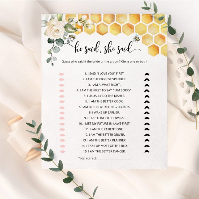 Bee He sagte, sie sagte Brautparty-Spiel (Von Creator hochgeladen)