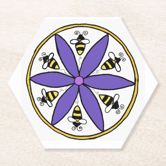 Bee Hex Sign Untersetzer (Vorderseite)