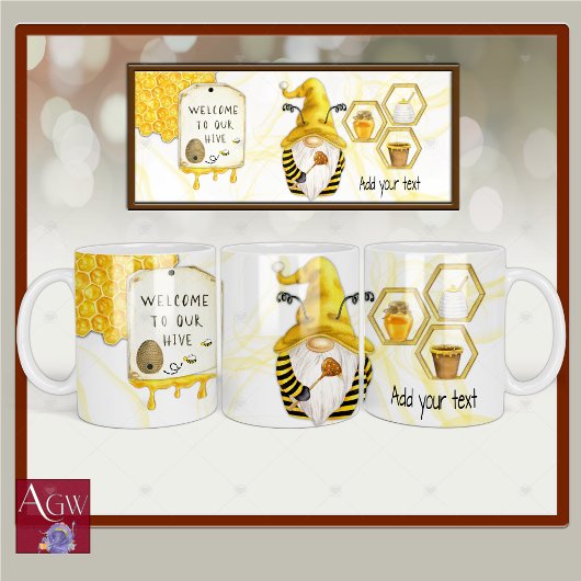 Bee Hive Gnome Honey Comb Willkommen Tasse
