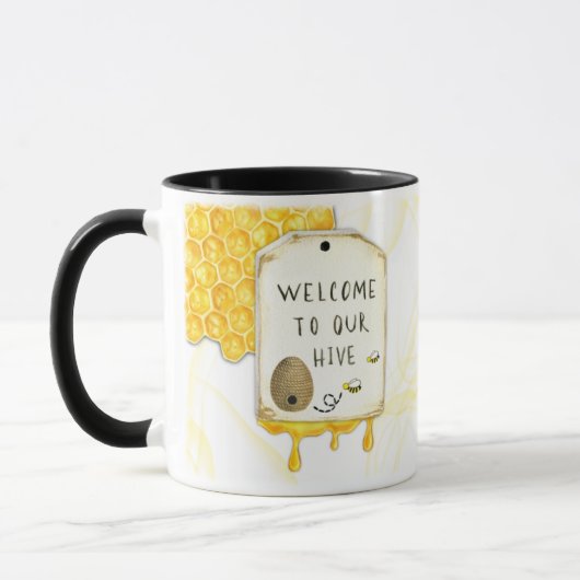 Bee Hive Gnome Honey Comb Willkommen Tasse (Links)