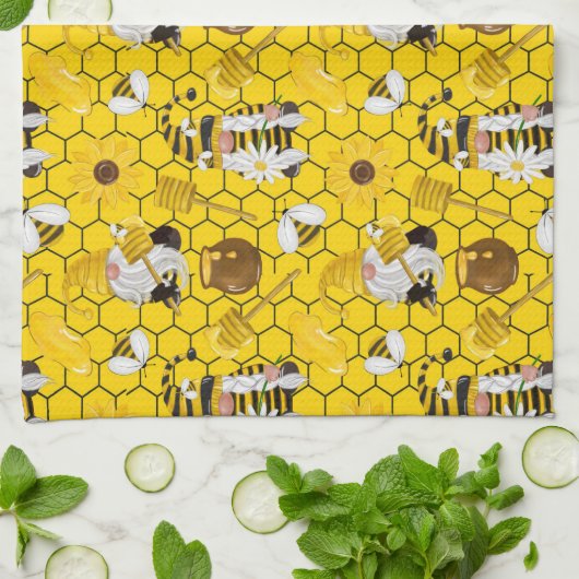 Bee Hive Gnomes Muster Geschirrtuch (Gefaltet)