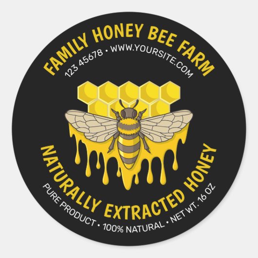 Bee Hive Honey Label Runder Aufkleber (Vorderseite)