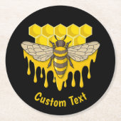 Bee Hive Honey Runder Pappuntersetzer (Vorderseite)