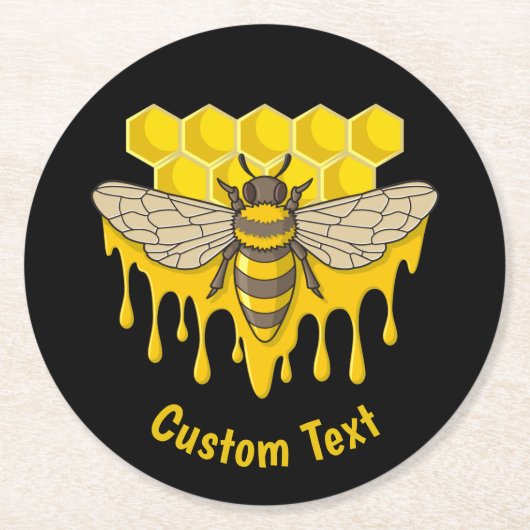 Bee Hive Honey Runder Pappuntersetzer (Vorderseite)