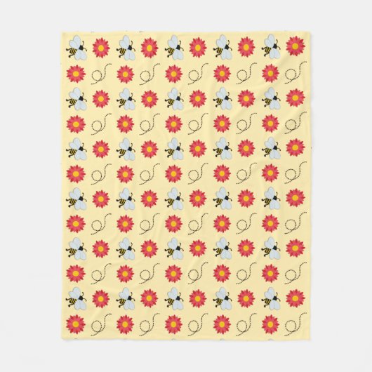 Bee Honey And Flower Fleecedecke (Vorderseite)