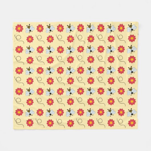 Bee Honey And Flower Fleecedecke (Vorderseite (Horizontal))