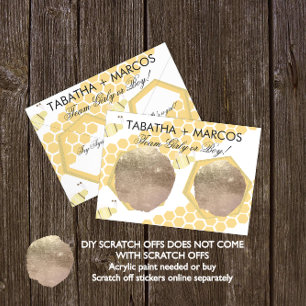 Bee Honey Baby Gender Reveal DIY Scratch Card Ankündigungspostkarte