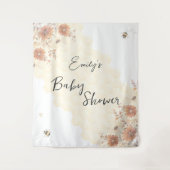 Bee Honey Boho Wildblume Baby Shower Wandteppich (Vorderseite)