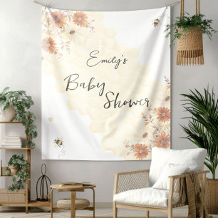 Bee Honey Boho Wildblume Baby Shower Wandteppich