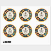 Bee Honey Jar Sticker Label - Dunkle, moderne Blüt (Blatt)