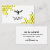 Bee Honey Seller Apiarist Black Yellow Letterpress Visitenkarte (Vorne/Hinten)