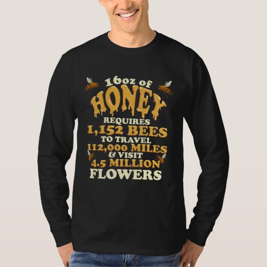 Bee Honey Statistics Beekeeper Honeycomb T-Shirt (Vorderseite)