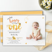 Bee Honey Theme Whimsical Cute Photo 1st Birthday Einladung
