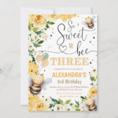 Bee Honey THREE Birthday Einladung Bee Honey Part (Vorderseite)