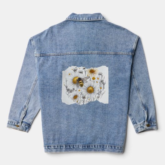 Bee Honeybee Daisy Blume Jeansjacke (Rückseite)