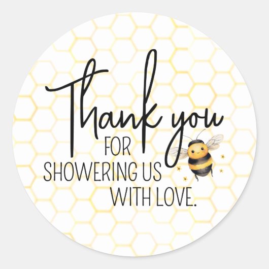 Bee Honeycomb Gold Baby Dusche Vielen Dank für Ihr Runder Aufkleber (Vorderseite)