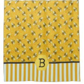 Bee Honeycomb Honeybee Beehive Bumblebee Monogram Duschvorhang (Vorderseite)