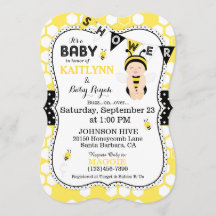 Bee Honeycomb Polka Dot Print Baby Shower lädt ein