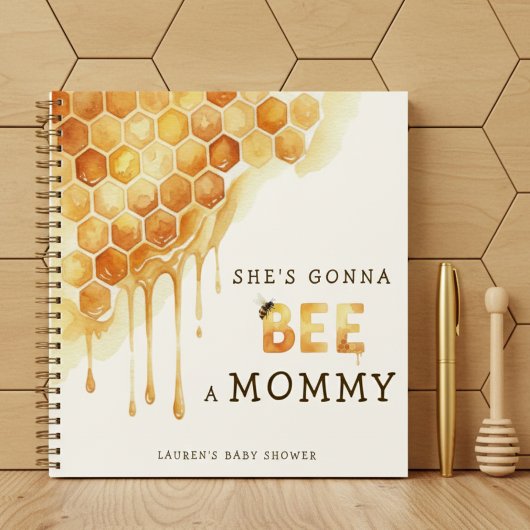 Bee Honeycomb Watercolor Baby Shower Guestbook Notizblock