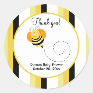 Bee Hop Bumble Bee Round Gevor Sticker - gestreift