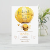 Bee Hot Air Ballon Eltern zu Baby Dusche Einladung (Stehend Vorderseite)