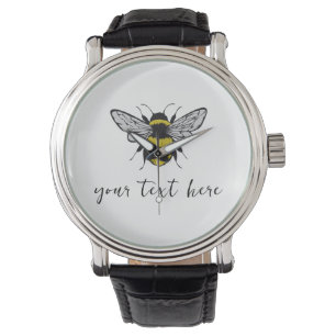 Bee Illustration - Fügen Sie Ihren eigenen Text hi Armbanduhr