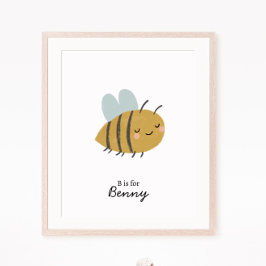 Bee Initial Letter Kinderzimmer Wall Art Poster