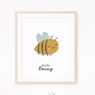 Bee Initial Letter Kinderzimmer Wall Art Poster