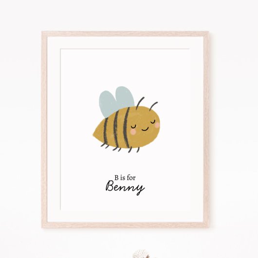 Bee Initial Letter Kinderzimmer Wall Art Poster