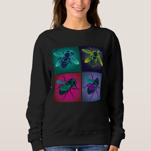 Bee Insect Pop Illustration Colorful Animal Women  Sweatshirt (Vorderseite)