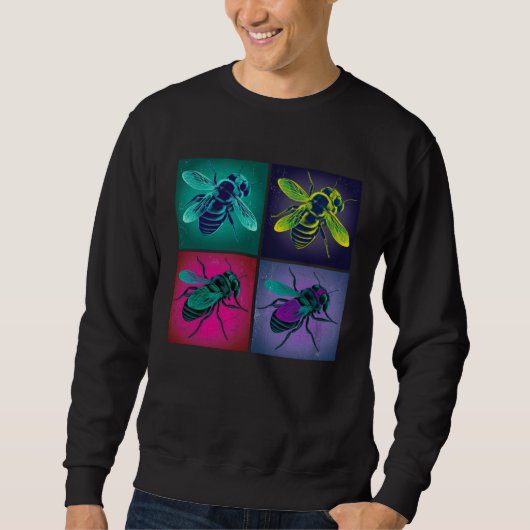Bee Insect Pop Illustration Colorful Animal Women Sweatshirt (Vorderseite)