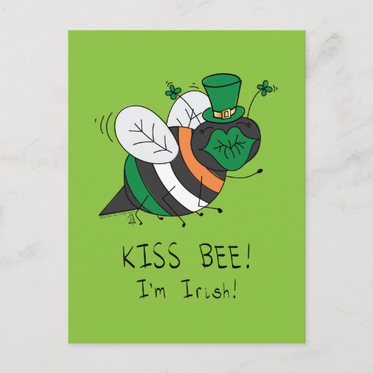 Bee Irish Funny St. Patrick's Day Postkarte (Vorderseite)