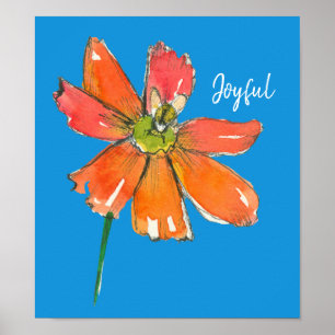 Bee Joyful Orange Daisy Blume Positive Worte Poster