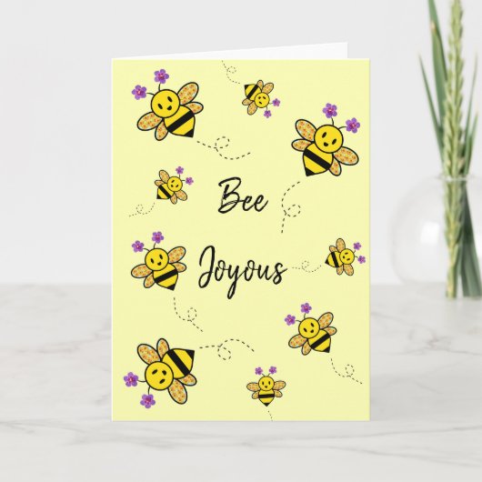 Bee Joyous Whimsical Floral Faltkarte Karte (Vorderseite)
