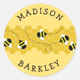 Bee Kid's Niedliche Beehive-Umschlag Aufkleber-Auf Runder Aufkleber