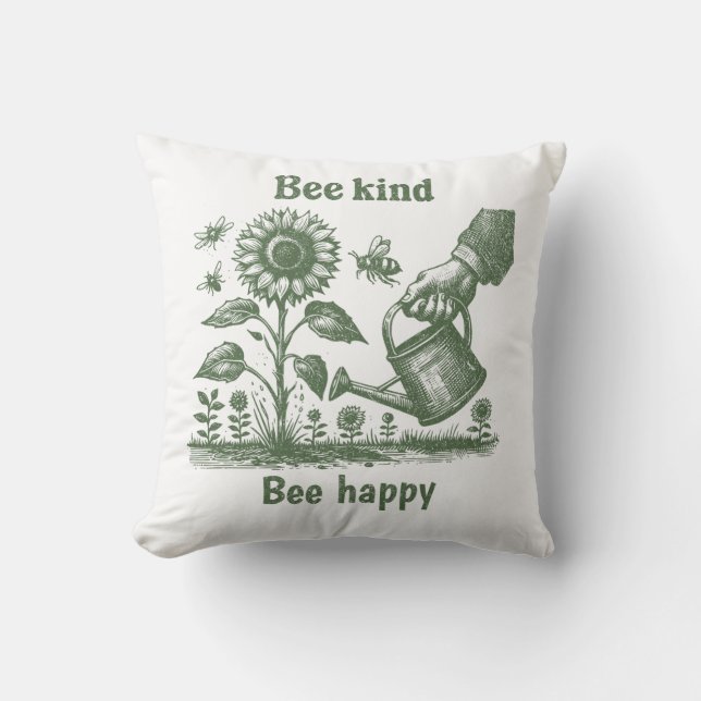 Bee Kind Bee Bee  Happy  Sunflower Caregiver gift Kissen (Vorderseite)