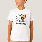Bee Kind Bee Happy Cute Yellow Bee Design T-Shirt (Vorderseite)