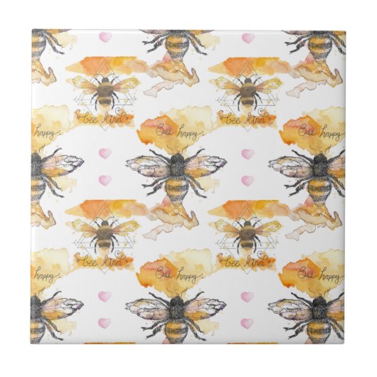 Bee Kind - Bee Happy Fliese (Vorderseite)