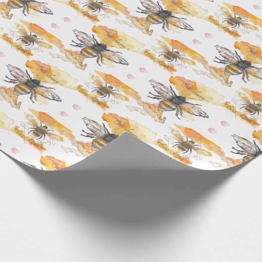 Bee Kind - Bee Happy Geschenkpapier (Ecke)