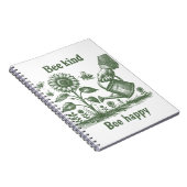 Bee Kind Bee Happy  Sunflowe Woodcut Garden Notizblock (Rechte Seite)