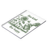 Bee Kind Bee Happy  Sunflowe Woodcut Garden Notizblock (Linke Seite)